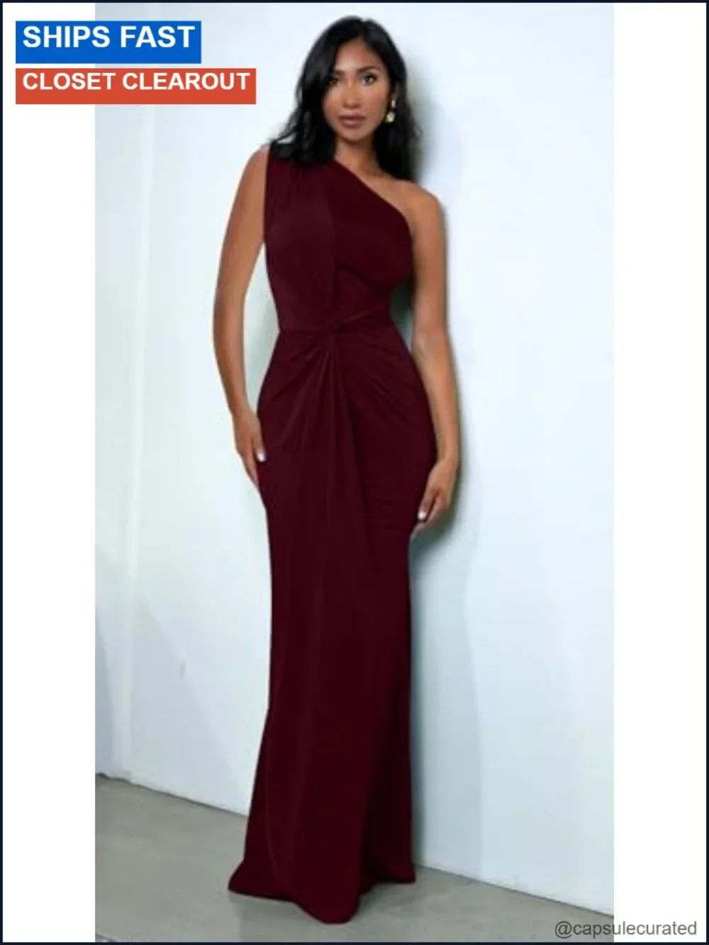 One Shoulder Bodycon Maxi Dress Sleeveless Evening Cocktail Party